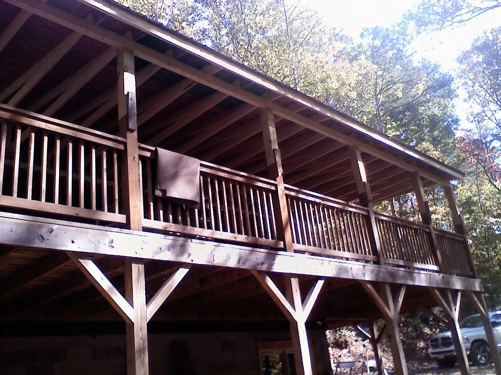 Timber framing under a new elevated porch and deck — Roof Leak Repair in Fiskeville by Roofing Brothers